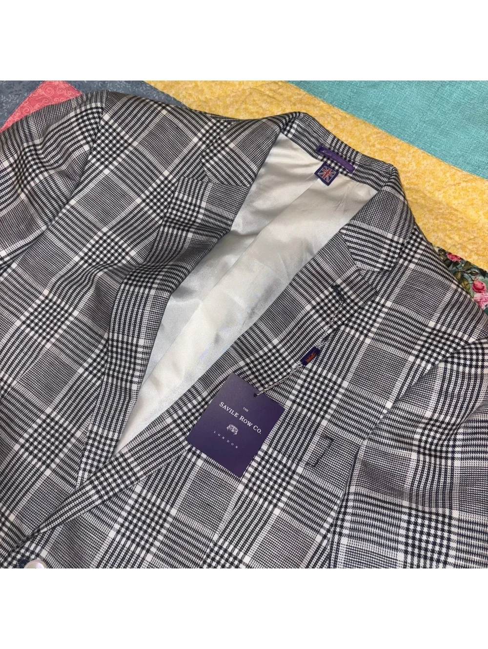 The Savile Row Co. NEW $160 Bromley Slim Men's Blazer Jacket 40L Gray Plaid NWT